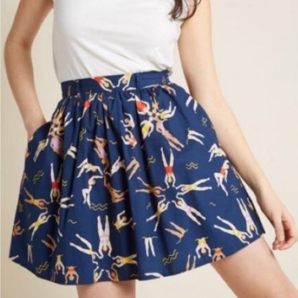 Modcloth Dresses & Skirts - ModCloth Women's Synchronized Swimmers 100% Cotton Skirt with Pockets